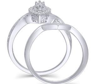 EternalDia 1/2 cttw Marquise Diamond Halo Engagement Bridal Set in 14K White Gold (HI/I2) - EternalDia