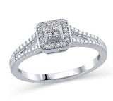 EternalDia 1/10 Ct Diamond Split Shank Square Shape Quad Promise Ring in 10K White Gold - EternalDia