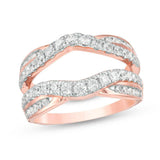 1 Cttw Diamond Criss-Cross Ring Solitaire Enhancer in 14K Rose Gold (1 Cttw, I-I2) Diamond Guard Ring