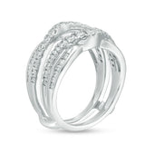 1 Cttw Diamond Criss-Cross Ring Solitaire Enhancer in 14K White Gold (1 Cttw, I-I2) Diamond Guard Ring