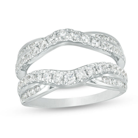 1 Cttw Diamond Criss-Cross Ring Solitaire Enhancer in 14K White Gold (1 Cttw, I-I2) Diamond Guard Ring