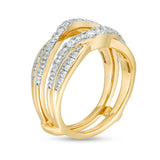 1 Cttw Diamond Criss-Cross Ring Solitaire Enhancer in 14K Yellow Gold (1 Cttw, I-I2) Diamond Guard Ring