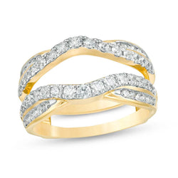 1 Cttw Diamond Criss-Cross Ring Solitaire Enhancer in 14K Yellow Gold (1 Cttw, I-I2) Diamond Guard Ring