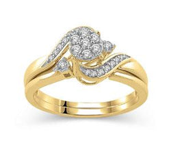 EternalDia 1/4 Ct composite Diamond Wrap Bypass Bridal Ring Set in 10K Yellow Gold - EternalDia