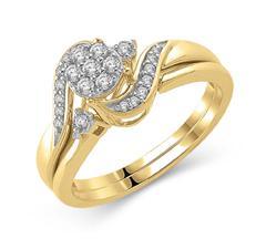 EternalDia 1/4 Cttw composite Diamond Wrap Bypass Engagement Bridal Ring Set in 10K Yellow Gold (IJ/I3) - EternalDia