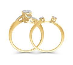 EternalDia 1/4 Cttw composite Diamond Wrap Bypass Engagement Bridal Ring Set in 10K Yellow Gold (IJ/I3) - EternalDia