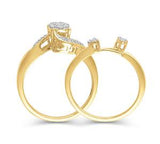EternalDia 1/4 Ct composite Diamond Wrap Bypass Bridal Ring Set in 10K Yellow Gold - EternalDia
