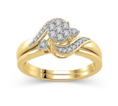 EternalDia 1/4 Cttw composite Diamond Wrap Bypass Engagement Bridal Ring Set in 10K Yellow Gold (IJ/I3) - EternalDia