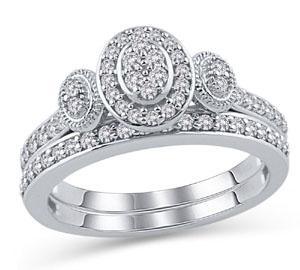 EternalDia 1/4CT Marquise Shape Diamond Vintage Bridal Ring Set in 10K White Gold (IJ/I2I3) - EternalDia