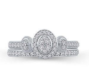 EternalDia 1/4CT Marquise Shape Diamond Vintage Bridal Ring Set in 10K White Gold (IJ/I2I3) - EternalDia