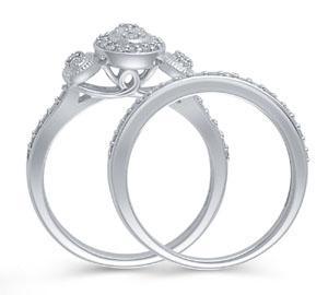 EternalDia 1/2 Ctw Diamond Composite Oval Shaped Vintage-Style Bridal Set 10K White Gold - EternalDia