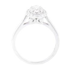 EternalDia 1/2 Carat T.W. Diamond 14kt White Gold Oval Cluster Engagement Ring - EternalDia