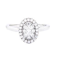 EternalDia 1/2 Carat T.W. Diamond 14kt White Gold Oval Cluster Engagement Ring - EternalDia