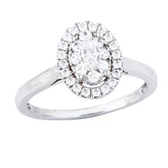 EternalDia 1/2 Carat T.W. Diamond 14kt White Gold Oval Cluster Engagement Ring - EternalDia