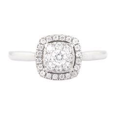 EternalDia 1/2 Carat T.W. Diamond 14kt White Gold Cushion Cluster Engagement Ring - EternalDia