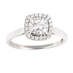 EternalDia 1/2 Carat T.W. Diamond 14kt White Gold Cushion Cluster Engagement Ring - EternalDia