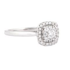 EternalDia 1/2 Carat T.W. Diamond 14kt White Gold Cushion Cluster Engagement Ring - EternalDia