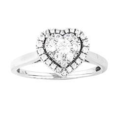EternalDia 1/2 Carat T.W. Diamond 14kt White Gold Heart Cluster Engagement Ring - EternalDia