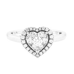EternalDia 1/2 Carat T.W. Diamond 14kt White Gold Heart Cluster Engagement Ring - EternalDia