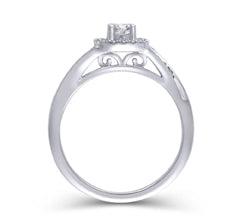 EternalDia 14K White Gold Cushion Square Frame 1/2 Cttw Diamond Halo Split Shank Engagement Ring (HI/I2) - EternalDia