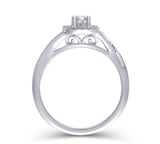 EternalDia 14K White Gold Cushion Square Frame 1/2 Cttw Diamond Halo Split Shank Engagement Ring (HI/I2) - EternalDia