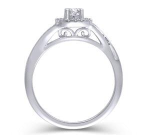 EternalDia 14K Gold Cushion Square Frame 1/2 Ct Diamond Halo Split Shank Engagement Ring - EternalDia
