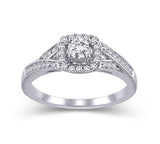 EternalDia 14K White Gold Cushion Square Frame 1/2 Cttw Diamond Halo Split Shank Engagement Ring (HI/I2) - EternalDia