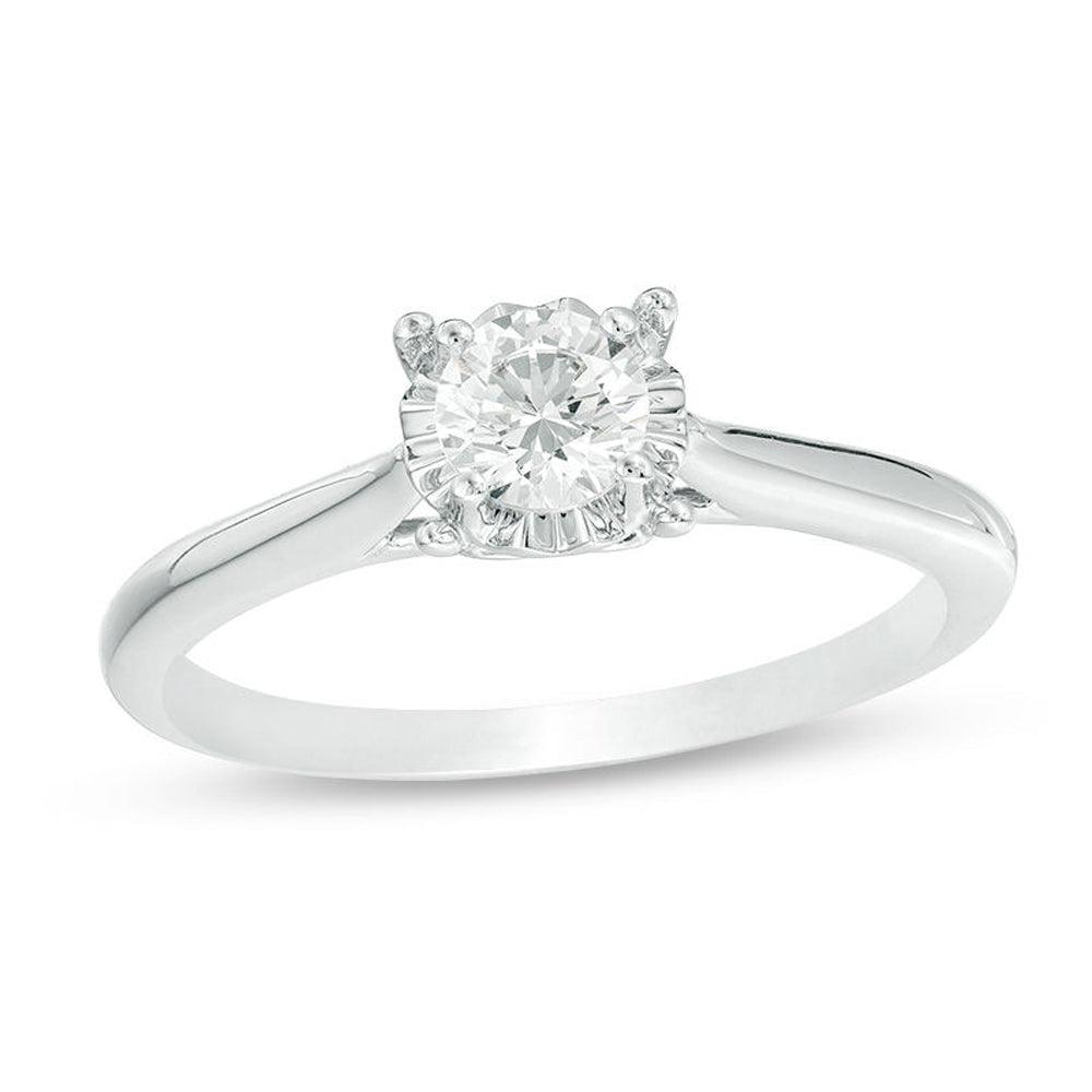 3/8 Cttw Diamond Solitaire Engagement Ring in 10K White Gold (0.37 Cttw, I-I3) Diamond Solitaire Ring