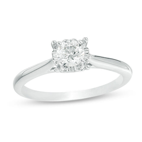 3/8 Cttw Diamond Solitaire Engagement Ring in 10K White Gold (0.37 Cttw, I-I3) Diamond Solitaire Ring