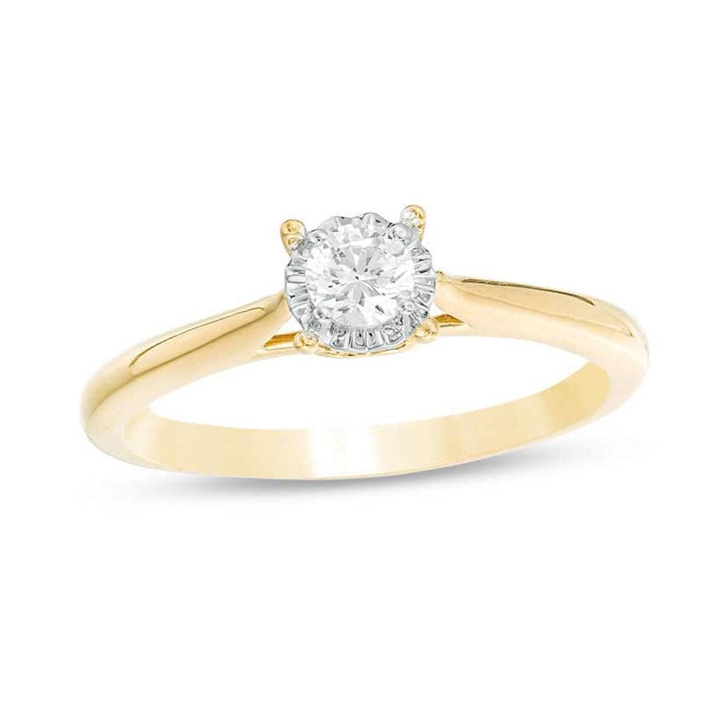 3/8 Cttw Diamond Solitaire Engagement Ring in 10K Yellow Gold (0.37 Cttw, I-I3) Diamond Solitaire Ring