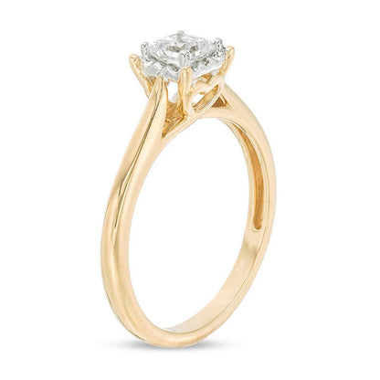 3/8 Cttw Princess Cut Real Diamond Solitaire Engagement Ring in 10K Yellow Gold (0.37 Cttw, I-I3) Diamond Solitaire Ring