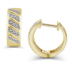 EternalDia 1/8 cttw Diamond Multi-Row Hinged Hoop Earrings in 10K Gold (IJ/I2-I3) - EternalDia