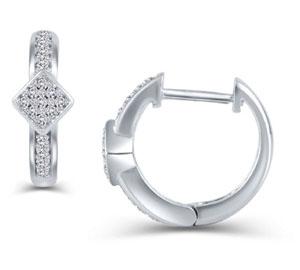 EternalDia 1/8 cttw Diamond Hinged Hoop Huggie Earrings in 10K White Gold (IJ/I2-I3) - EternalDia