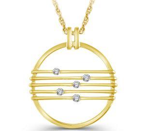 EternalDia 1/3 Cttw Diamond Five Chord Circle Pendant Nacklace in 10K Yellow Gold (IJ/I2I3) - EternalDia