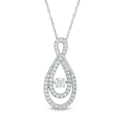 1/2 Cttw Diamond Loop Infinity Pendant in 10K White Gold (0.5 Cttw, J-I3) Dancing Diamond Pendant