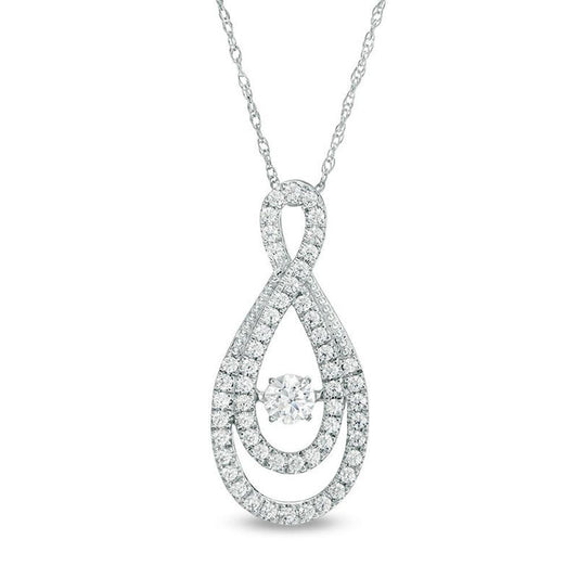 1/2 Cttw Diamond Loop Infinity Pendant in 10K White Gold (0.5 Cttw, J-I3) Dancing Diamond Pendant