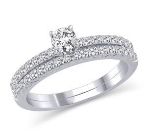 EternalDia 5/8 CT. T.W. Diamond Solitaire Engagement Bridal Set in 14K White Gold (HI/I2) - EternalDia