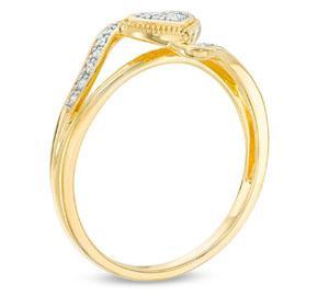 EternalDia 10K Yellow Gold Diamond Accent Vintage Heart Promise Ring (IJ/I2-I3) - EternalDia