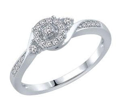 EternalDia 925 Sterling Silver 1/6 Cttw Diamond Cluster Three Stone Promise Ring (IJ/I2-I3) - EternalDia