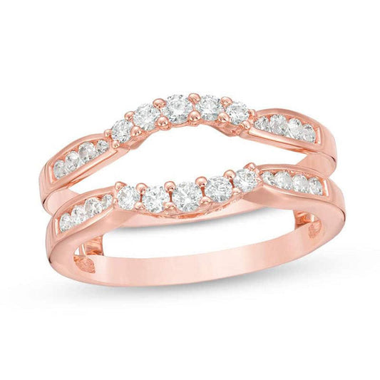 1/2 Cttw Diamond Contour Ring Solitaire Enhancer Ring Wrap in 14K Rose Gold (0.50 Cttw, I-I2) Diamond Guard Ring