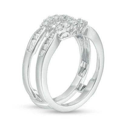 1/2 Cttw Diamond Contour Ring Solitaire Enhancer Ring Wrap in 14K White Gold (0.50 Cttw, I-I2) Diamond Guard Ring