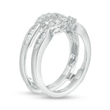 1/2 Cttw Diamond Contour Ring Solitaire Enhancer Ring Wrap in 14K White Gold (0.50 Cttw, I-I2) Diamond Guard Ring
