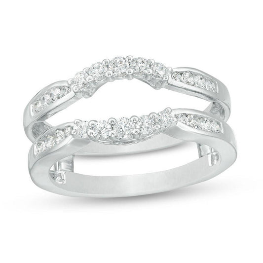 1/2 Cttw Diamond Contour Ring Solitaire Enhancer Ring Wrap in 14K White Gold (0.50 Cttw, I-I2) Diamond Guard Ring