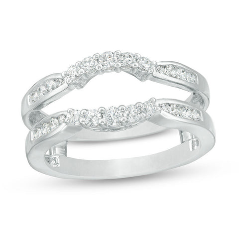 1/2 Cttw Diamond Contour Ring Solitaire Enhancer Ring Wrap in 14K White Gold (0.50 Cttw, I-I2) Diamond Guard Ring