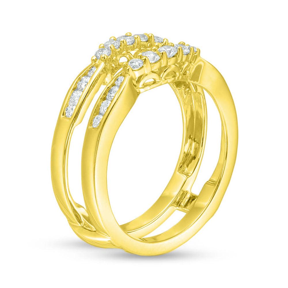 1/2 Cttw Diamond Contour Ring Solitaire Enhancer Ring Wrap in 14K Yellow Gold (0.50 Cttw, I-I2) Diamond Guard Ring