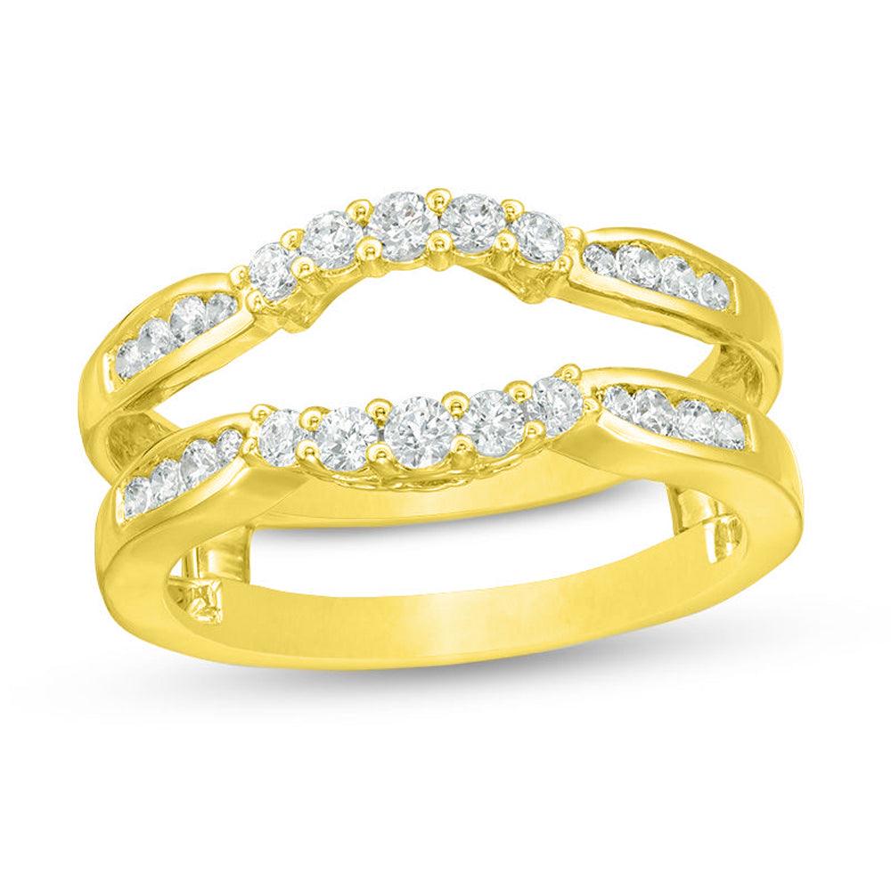 1/2 Cttw Diamond Contour Ring Solitaire Enhancer Ring Wrap in 14K Yellow Gold (0.50 Cttw, I-I2) Diamond Guard Ring