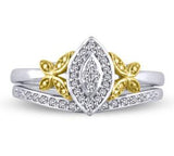 EternalDia 1/10 Ct Marquise Diamond Frame Butterfly Collar Bridal Set in 10K White Gold - EternalDia