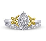 EternalDia 1/10 Cttw Marquise Diamond Frame Butterfly Collar Bridal Set in 10K White Gold (IJ/I2I3) - EternalDia