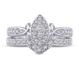 EternalDia 1/4 CT. T.W. Marquise Shape Diamond Vintage Bridal Ring Set in 10K White Gold (IJ/I2I3) - EternalDia