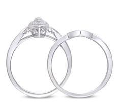 EternalDia 1/4 CT. T.W. Marquise Shape Diamond Vintage Bridal Ring Set in 10K White Gold (IJ/I2I3) - EternalDia